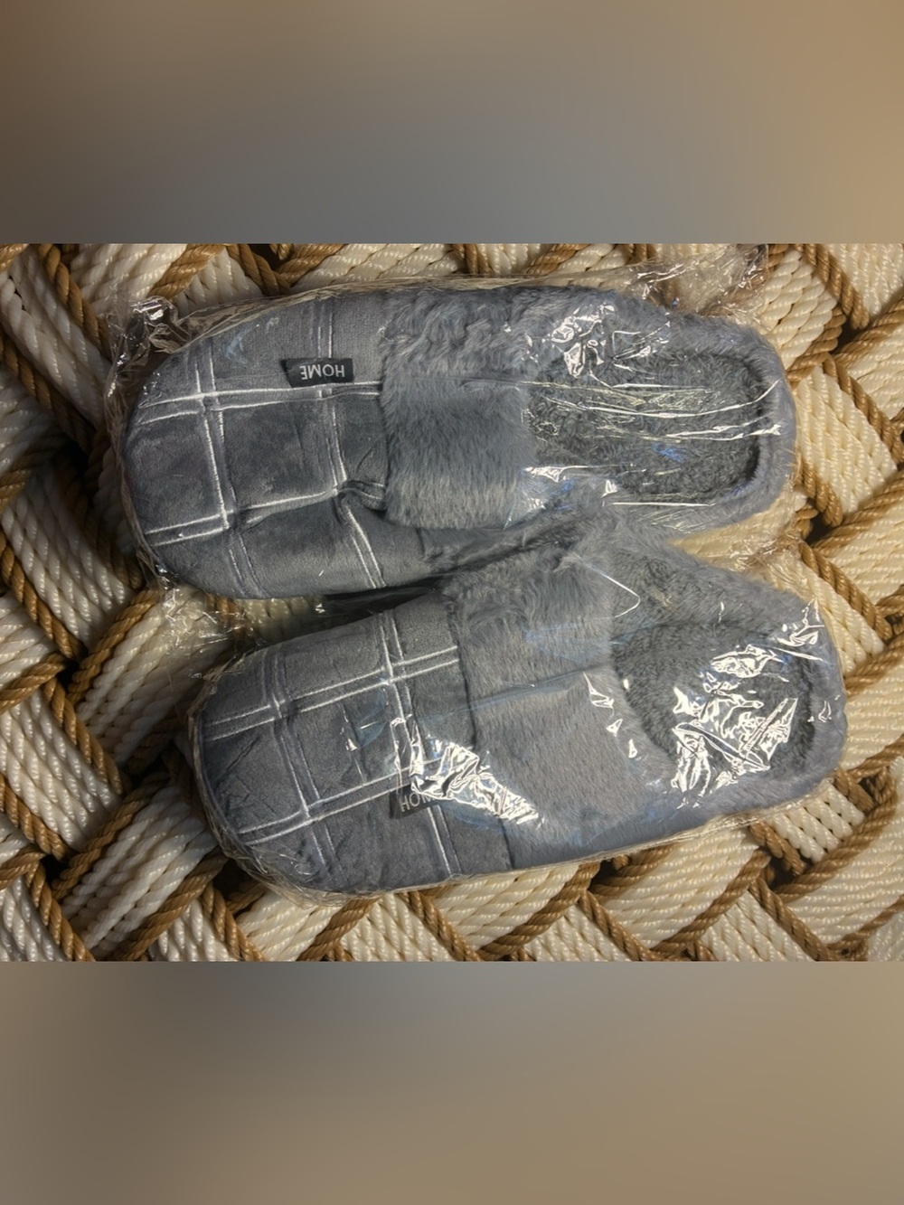 Cozy Gray Plush Home Slippers (NWOT)